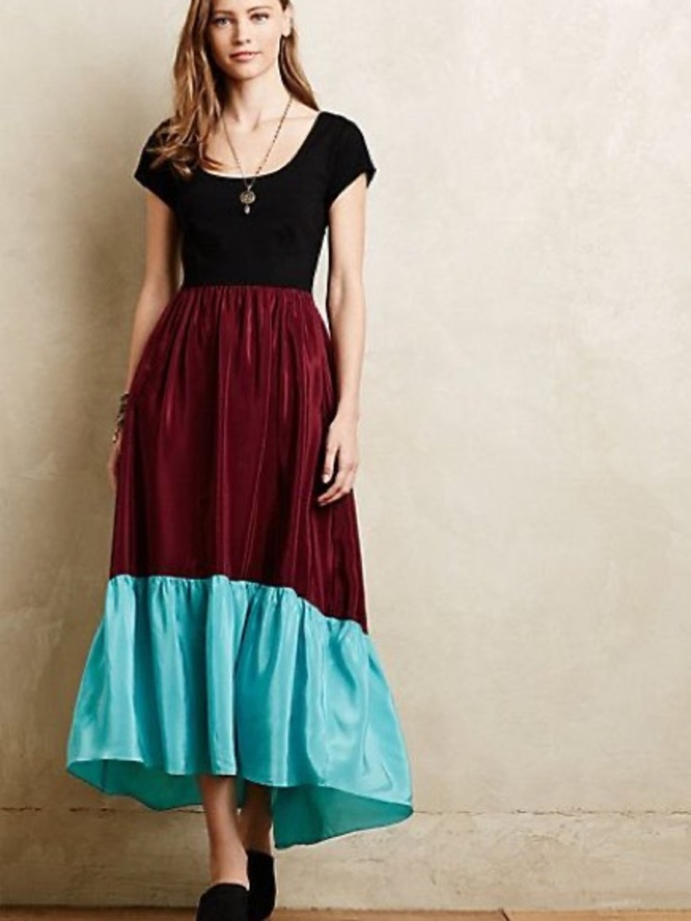 Anthropologie Maeve Aiden Colorblock Twofer Maxi Dress